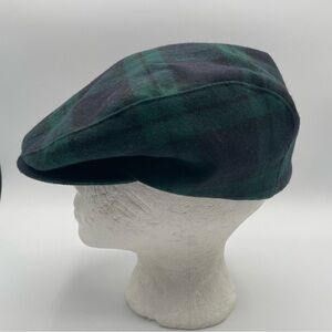 VTG Pendleton 100% Virgin Wool Newsboy Cap Blackwatch Tartan Plaid Hat XL USA